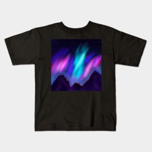 Northern lights night sky with stars painting Kids T-Shirt